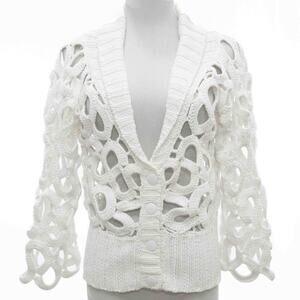Spiegel Short Open Knit White Button Front Cardigan Size Medium